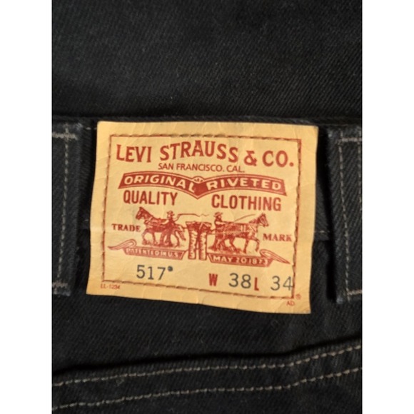 Levi's 517 Bootcut Jeans 38x34 Men's Black Denim Western Cowboy Cotton Vintage - Picture 1 of 12